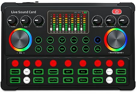 Skiitches Carte son M3 RGB LED sans compatible Bluetooth - Carte son externe - Réduction du bruit - Pour streaming en direct et enregistrement de chant