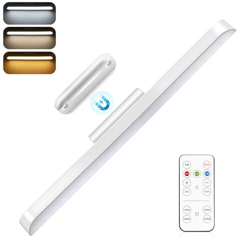 Unterbauleuchte Küche Led, 30cm Touch LED Leiste Dimmbar Schrankbeleuchtung Kabellos mit Fernbedienung, 3 Farbmodi 2500mAh USB-C Aufladbar LED Lichtleiste Magnet für Schränke, Schreibtische, Küchen