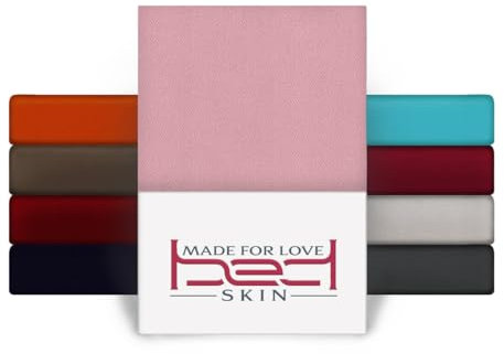 Bedskin Premium Boxspringbett & Wasserbett Spannbettlaken 200x200-200x220 cm, bis 40 cm Matratzenhöhe - Jersey Spannbettlaken für Boxspringbett, 100% Baumwolle Spannbetttuch (Pink)