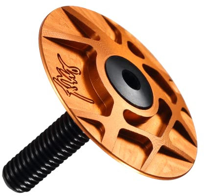 ZHAOYUQI SteuersäTze Aluminium 7075 Kopfkappe Tune-Cap Steuersatzzubehör Extra leichte CNC-gefräste Oberseite und Bolzenvorbaukappe Fahrradteil Bike Risk (Color : ORANGE)