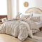 Tospass Housse de Couette 240x260cm Gris Foncé Gris Fumé Floral Fleurs Feuilles Parure de Lit 2 Personne Adultes avec Fermeture Éclair Housse Couette en Microfibre avec 2 Taie d'oreiller 65x65cm