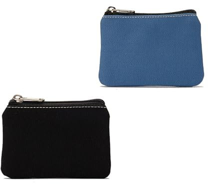 Lot de 2 petits porte-monnaie, porte-monnaie, clip à monnaie, poche zippée en toile, porte-monnaie pour femme et petit sac, petit portefeuille pour homme, porte-monnaie chauffeur de taxi, Noir et