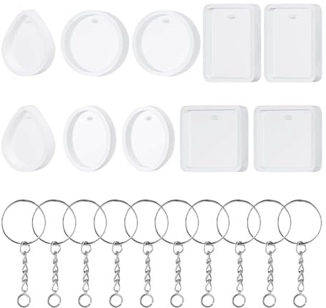 10 moldes de silicona, 10 llaveros, formas geométricas, colgantes de cristal, formas de llavero, ideales para hacer joyas caseras, llaveros colgantes