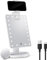 FASCINATE Makeup Vanity Mirror with Lights and Phone Holder and Detachable 10X Magnification, 21 Led Lights Adjustable Dimming Touch Sensor, Dual Power Supply, 180° Rotation, Portable Cosmetic Mirror