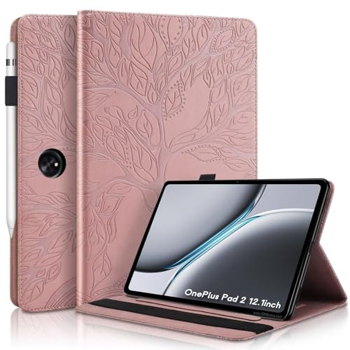 Succtopy Funda para Oneplus Pad 2 (2024) 12.1 Pulgadas Ultra Slim PU Protectora Tableta Cover con Función de Soporte Oneplus Pad 2 Carcasa con Soporte Pencil Oneplus Pad 2 (2024) 12.1 Oro Rosado
