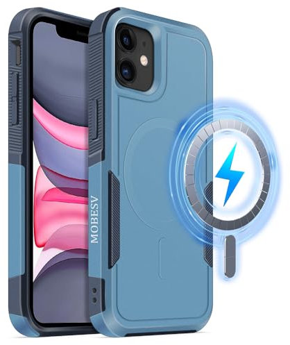 MOBESV Magnetisch Hülle für iPhone 11 6,1 Zoll, Handyhülle kompatibel mit MagSafe, Matte Stoßfeste Cover, Seeblau