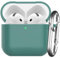 Nemteur Custodia per AirPods 4 2024, Case Protettiva in Silicone per AirPods 4th 2024 Cover in Silicone Visibile a LED Frontale con Moschettone, Verde Pino