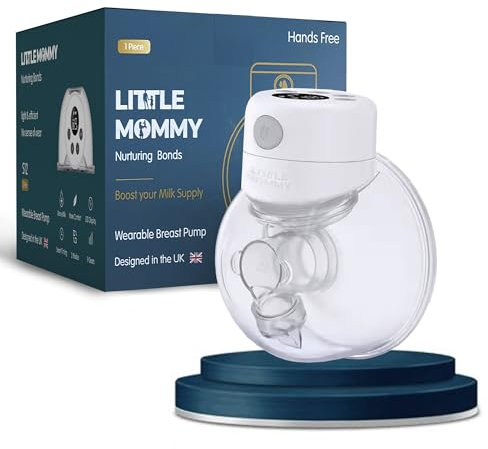 LITTLE MOMMY Hands Free Single Breast Pump, Wearable Upgraded Seal Design, Touch Control LED Display Breast Pump Portable Low Noise, 2 Modes & 9 Levels Suction, Quiet & Pain Free, 24MM Flanges