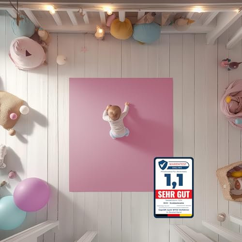 ECO Krabbelmatte Wirbelwind 120x240cm Rosa - OEKO-TEX zertifizierte Krabbel- und Spielunterlage aus Deutschland. Für kleine Füße, die Großes vorhaben!