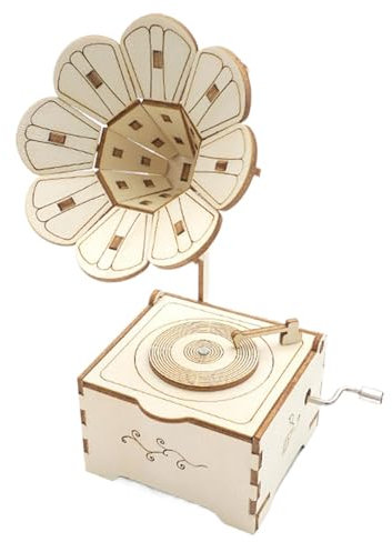 Wooden Gramophon, Retro Gramofono, Gramofono Puzzle, Wooden Puzzle, Music Box Decor, Retro Music Box, Gramofono Model, Puzzle per adulti, Puzzle per bambini, Wooden Gramophone Music Box for Home D