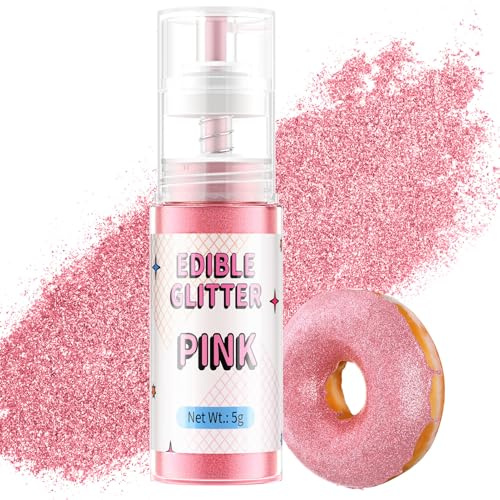 Paillettes Comestibles Spray Rose, Waysroma Paillettes Alimentaires Comestibles Or Spray Paillette pour Pâtisserie, Fraises, Boissons, Gâteaux, Fondants, Cocktails, Chocolat (5g)