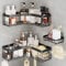 RUIHANDA 3 in 1 Upgrade Duschregal Edelstahl【15KG Tragkraft!】【10mm Verdickt vs Markt 1mm】【6cm Hochkante + 22 Haken】 Rostfreies Dusche Ablage Ecke Organizer, Ohne Bohren - Starke Klebepads, Schwarz