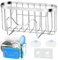 Soporte de esponja de fregadero de cocina de acero inoxidable, caddie de fregadero compacto con ganchos de forma m, taza de succión y cinta adhesiva para la cocina, lavaplatos y organización del