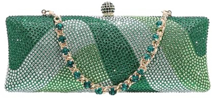 YUHATRG Pochette da donna geometrica di lusso con strass e catena di cristallo, borsetta da sera per matrimonio