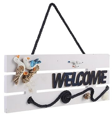 HAMPPLIES Willkommensschild Vintage Hängend Mediterranes Design Für Eingangstür Dekoratives Türschild Aus Attraktives Hängeschild Für Shop Zuhause Einzigartige Wanddekoration