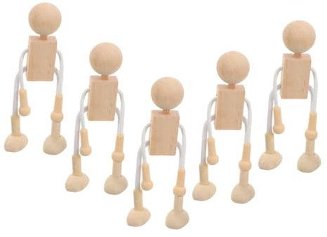 ARTIBETTER 6stücke Holz Spielzeug Cartoon Puppen Diy Spielzeug Minifiguren Holzfiguren Junge Mädchen Aus Holz Unfertige Holzsteckpuppen