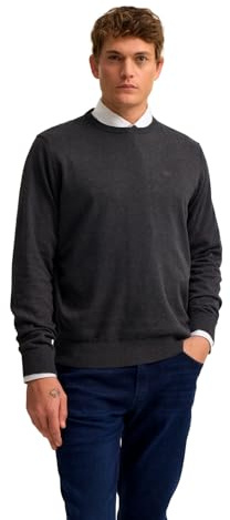bugatti Herren Pullover Rundhals 7400-85510D | Regular Fit Basic Essential Baumwolle