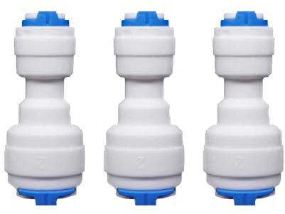 PAROAD 3 Stück 1/4 x 3/8 Steckfitting Schnellkupplungen, RO Wasserfilter Fitting, Schnellverbinder, für Wasserrohr, drücken, Kühlschrankschlauch