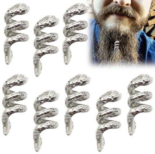 Alriedy 8-teiliges Wikinger Bartperlen Set – Premium Bartschmuck für Männer | Verstellbare Metall-Clips für Dreadlocks, Zöpfe & Bärte | Stumpfes Schwarz | Inkl. Bartgummis & Haarperlen