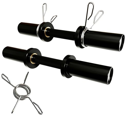 yuhqc Dumbbell Handles with 2 Pairs of collars clips, Olympic Loadable Dumbbell Bars, 16 Inch Dumbbells Bars for Home Gym, Weightlifting, Strength Training, Bodybuilding, Fitness