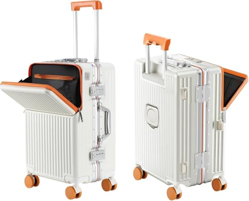 AIWEINY Handgepäckkoffer für Frühjahr/Sommer, fluglinienzugelassen, mit TSA-Schloss, 360°-Rollen, PC-Hartschale und druckfestem Aluminiumrahmen, passend für 20'', 24'' und 26''. (20‘’, Orange)