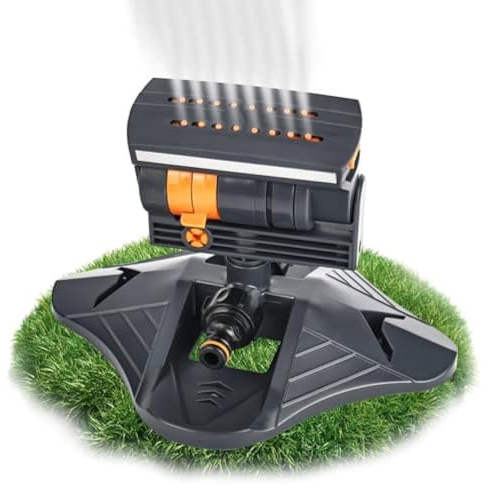 Rasensprenger mit 16 Düsen, 4 Modi, automatischer Schwing-Viereck-Sprinkler für Gartenbewässerung, einstellbare Bewässerung für Rasen, Hof und große Flächen, langlebig und einfach zu verbinden