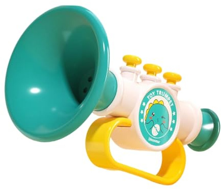 Qectial Kleine Trompeten für Kinder, Kinder-Trompetenspielzeug Tragbar, Early Learning Trumpet Toy, Lustiges Musikinstrument, Mini-Geräuschmacher-Trompete für Jungen Mädchen von 2 3 Jahren, GrÜn