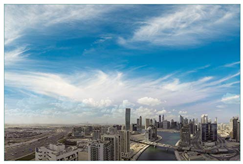 Wallario Küchenrückwand selbstklebend 90 x 60 cm, Motiv: Panoramablick über Dubai | Spritzschutz abwischbar & pflegeleicht