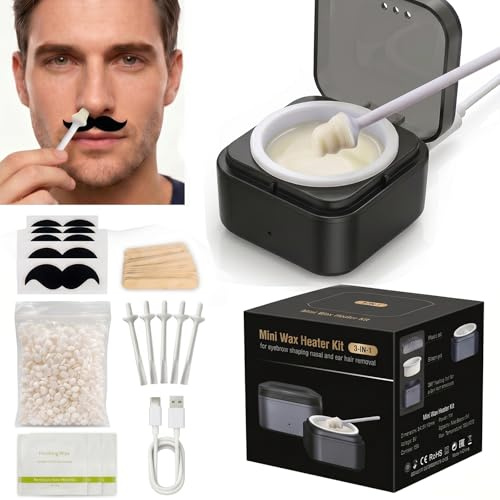 Kit per la depilazione dei peli del naso Set per ceretta nasale Kit di depilazione per uomo e donna Con mini scaldacera a temperatura costante e riscaldamento rapido USB Per naso, sopracciglia