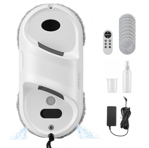 Yapasopu Robot limpiacristales 2800 PA 0.25m/min, Robot Limpiador de Ventanas con Sistema Doble pulverización Mejorado, 3 Modos de Limpieza Limpia Cristales electrico Ventanas Limpiador Ventanas