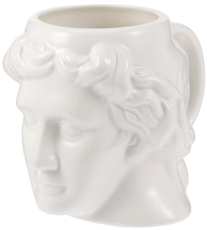 Healeved Tazza da Caffè Stile Romano Scultura Testa di David Apertura Ampia in Ceramica Facile da Pulire Colore Bianco Elegante e Delicato per Uso Quotidiano