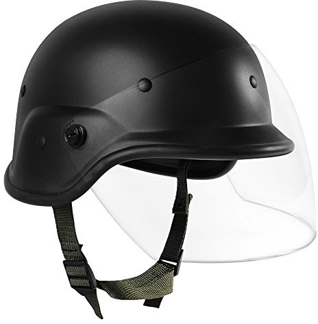Caschetto militare con visiera trasparente Airsoft M88 PASGT Kelver Swat., Black
