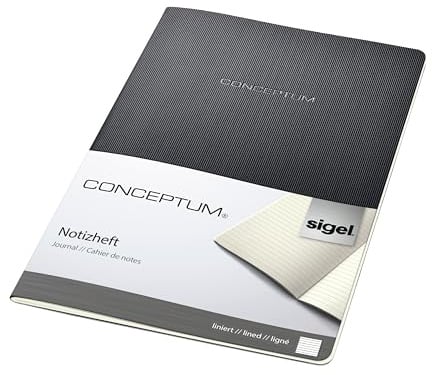 SIGEL Conceptum A4 Softcover Notebook | CO861, ruled, black, ideal as a diary, bullet journal, idea book or writing notebook