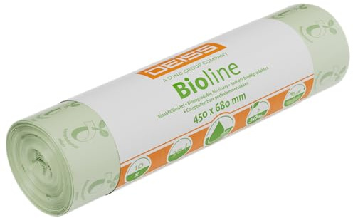 Bio-Müllbeutel DEISS 30 L, kompostierbar, 500 St. | Kompostierbare Bio-Müllbeutel aus Maisstärke für feuchte Bioabfälle; reißfest, 50 Rollen à 10 Stück im Vorratspack