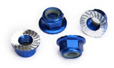 Traxxas Nuts, 5mm flanged nylon locking (aluminum, blue-anodized, se (TRX8447X)