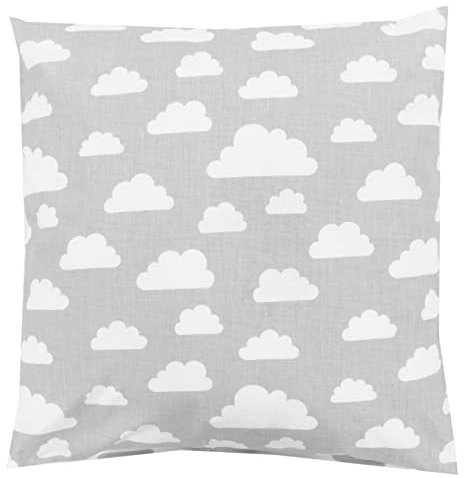 TupTam Kinder Kissenbezug Kissenhülle Dekorativ Gemustert, Farbe: Wolken Grau/Weiß, Größe: 40 x 60 cm