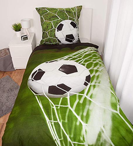 Bettwäsche glatt Fußball Stadion Tor Liga Ball 135 x 200 cm Geschenk NEU Wow - All-In-One-Outlet-24 -