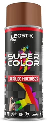 BOSTIK Super Color Marrón Senale RAL 8002 - Pintura en Spray Acrílica para Uso Profesional y Doméstico, Interior y Exterior, Bote 400 ml