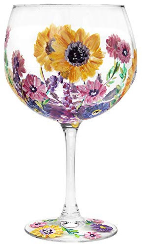 The Leonardo Collection Hand Painted Sunflower Gin Glass by Lynsey Johnstone with Gift Box, Multicoloured, JNS_475169