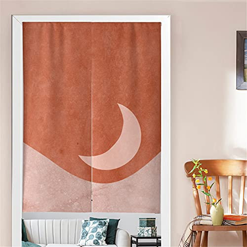 Hiseng Japanischer Gardinen Noren Tür Vorhang, Leinen Partition Türvorhang Restaurant Home Schlafzimmer Vorhang Wand Tapisserie, für die Heimtextilien Raumteiler (Meniskus,90x120cm)