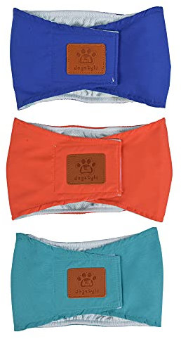 FBBULES 3 Pack Rüden Windeln Waschbare Hundebauchbandwickel Windeln Physiologische Hygienehose für kleine und mittlere Hunde XL