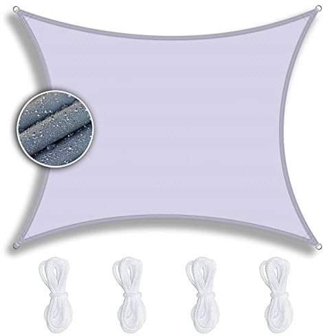Toile D'Ombrage Rectangulaire 2X5M, Tissu Oxford 420D Étanche Résistant aux déchirures Ombre, Protection Solaire, Protection UV Voile d'ombrage imperméable Parasols et Stores pour Patio -Blanc.