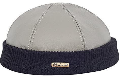 Sterkowski Leder Dockermütze Wintermütze Beanie 56 cm Grau