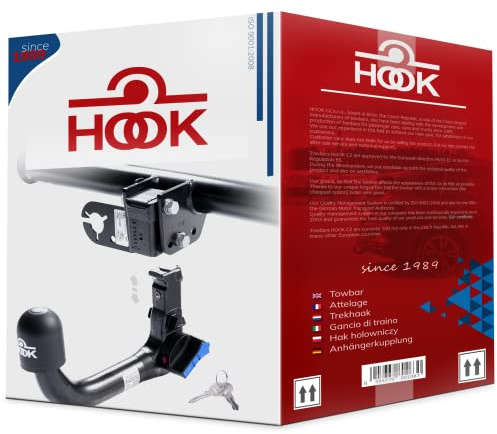Hook vertikal abnehmbare AHK Anhängerkupplung kompatibel mit Ford Mondeo V Fließheck/Kombi ab 10.2014 + universell Elektrosatz 7-polig