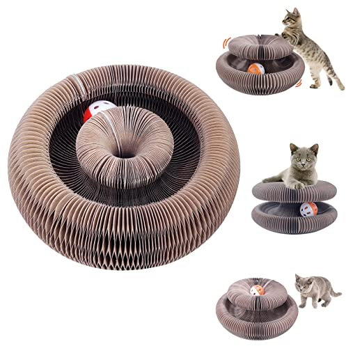 Leisuremix Katzen Kratzbrett, Katzenspielzeug Pappe mit Glockenball, 21cm lang Magic Organ Cat Scratching Board, Katzenkratzbrett für Katze