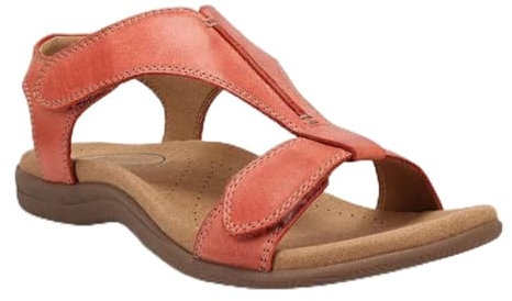 HIONRE Nu Pieds en Cuir PU avec Confortable Sandales,Sandales à plateforme grande taille, sandales antidérapantes à talon compensé, orange, 36,Basic Sandales Bout Ouvert Femme