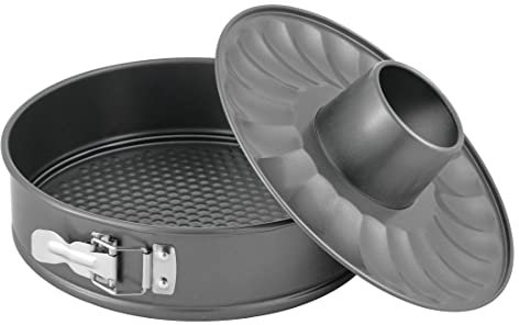 Baroni Home Tortiera Apribile con Cerniera in acciaio, Teglia Antiaderente per Dolci, Teglia da Forno per Preparazioni Dolci e Salate con Fondo Salvagoccia, Facile da Pulire, 2 Fondi, 26 cm