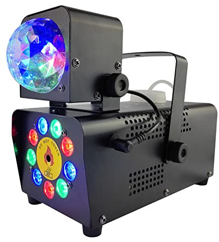 Nebelmaschine mit Lichteffekt Rauchmaschine Automatisches LED Licht Discokugel mit Funkfernbedienung geeignet für Party Hochzeitsbühne