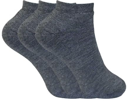 3 Pairs Ladies Thick Winter Warm Cushioned Coloured Low Cut Ankle Short Thermal Trainer Socks (4-7 uk, TTS Charcoal)