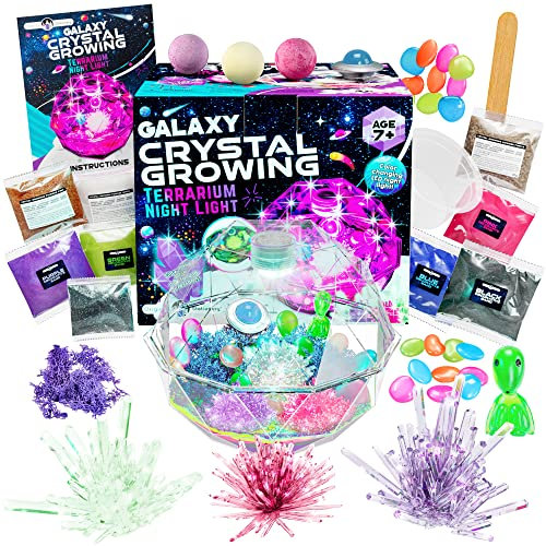Original Stationery Kit de Terrario Galaxia para Crear Cristal Luz de Noche LED, CREA 3 Cristales para Principiantes y Haz una Galaxia con Extraterrestres